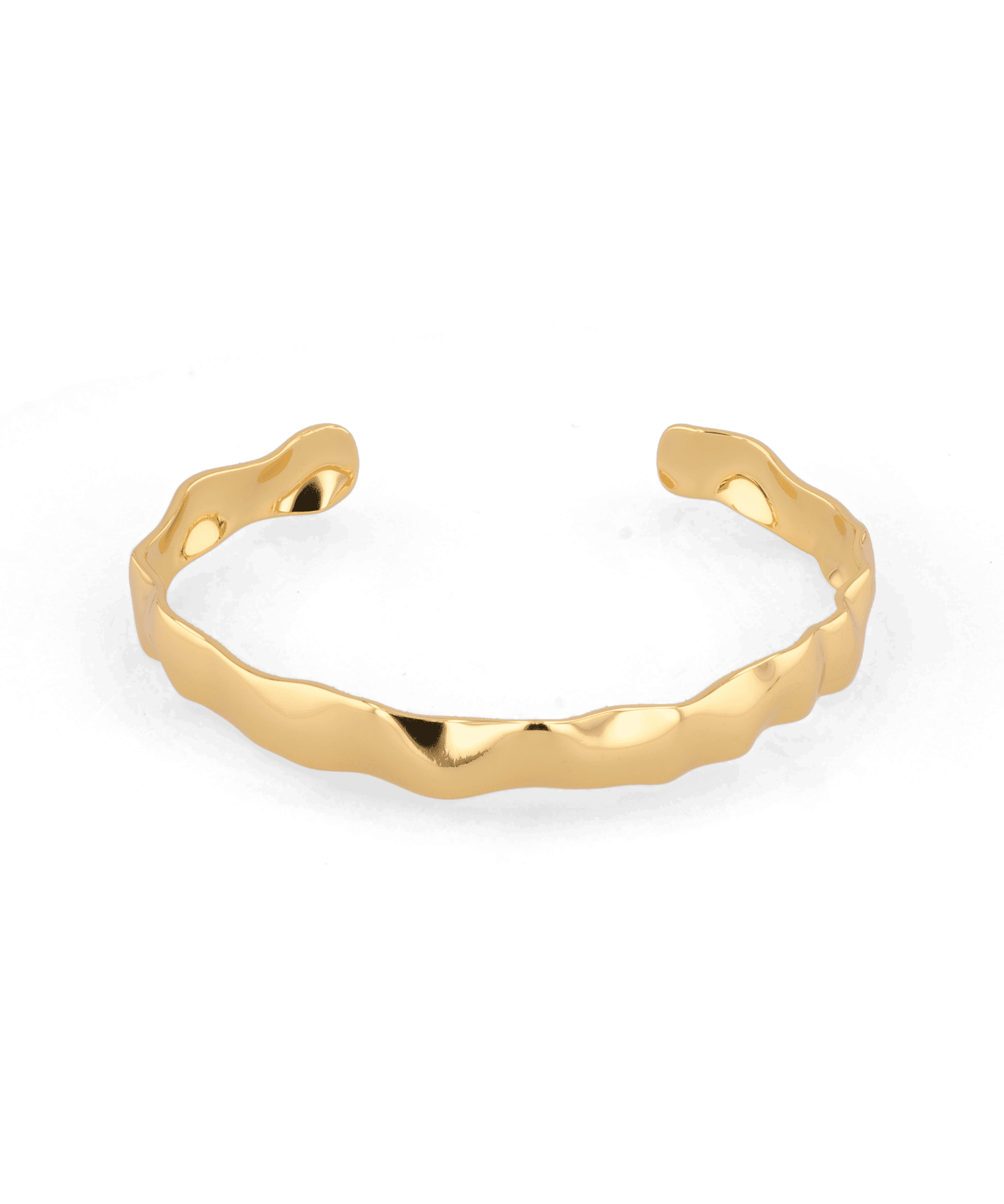 Fluidity Gold Cuff Bangle by Lavana, organic rippled open cuff - 1