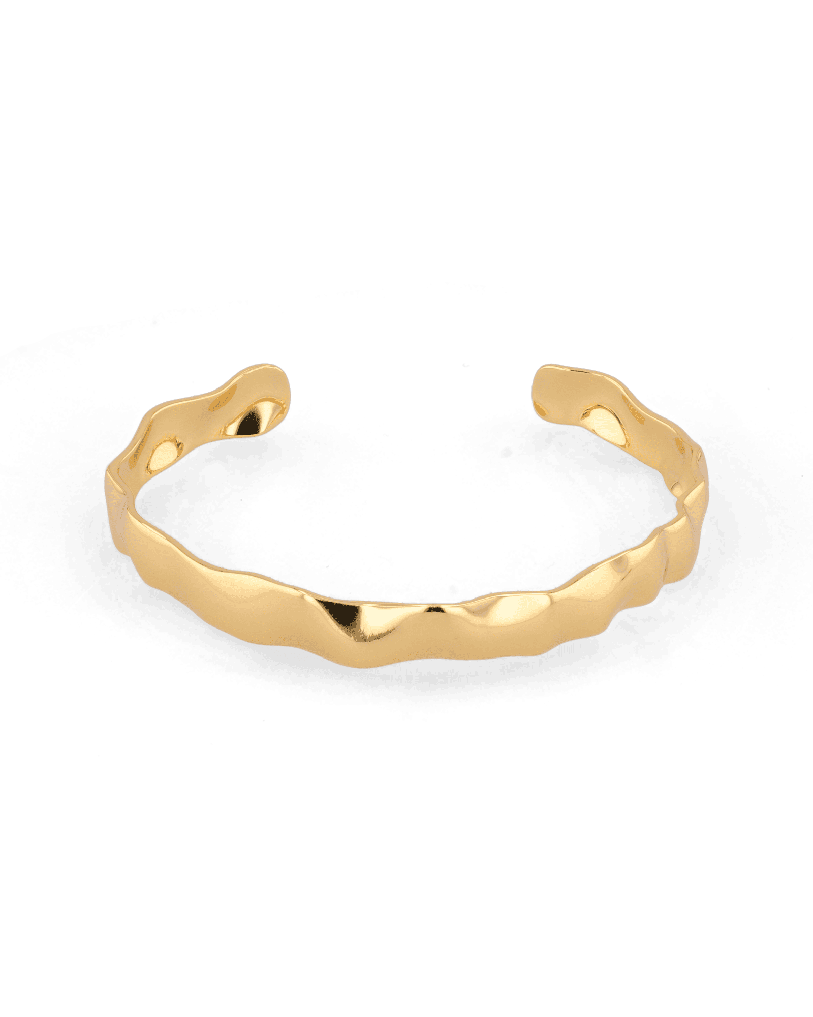 Fluidity Gold Cuff Bangle by Lavana, organic rippled open cuff - 1