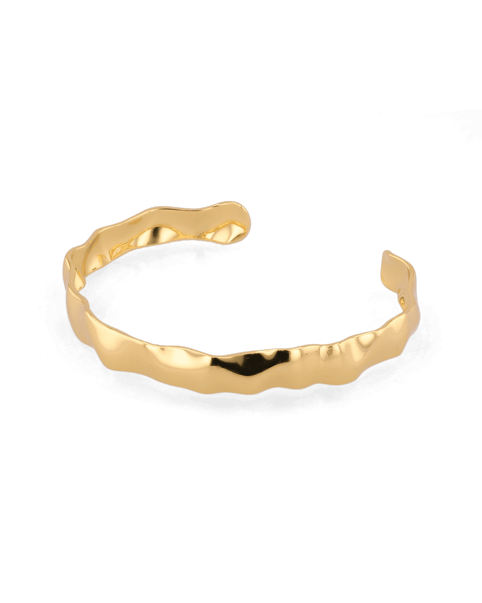 Fluidity Gold Cuff Bangle by Lavana, organic rippled open cuff - 2