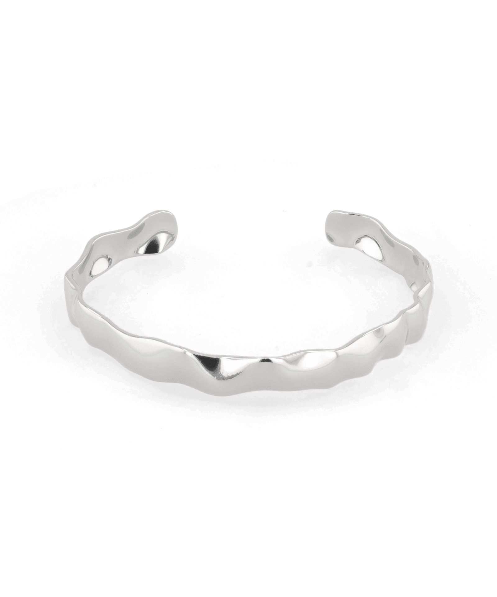 Fluidity Silver Cuff Bangle by Lavana, organic rippled open cuff - 1