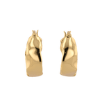 Fluidity gold hoop earrings by Lavana, with polished organic ripple