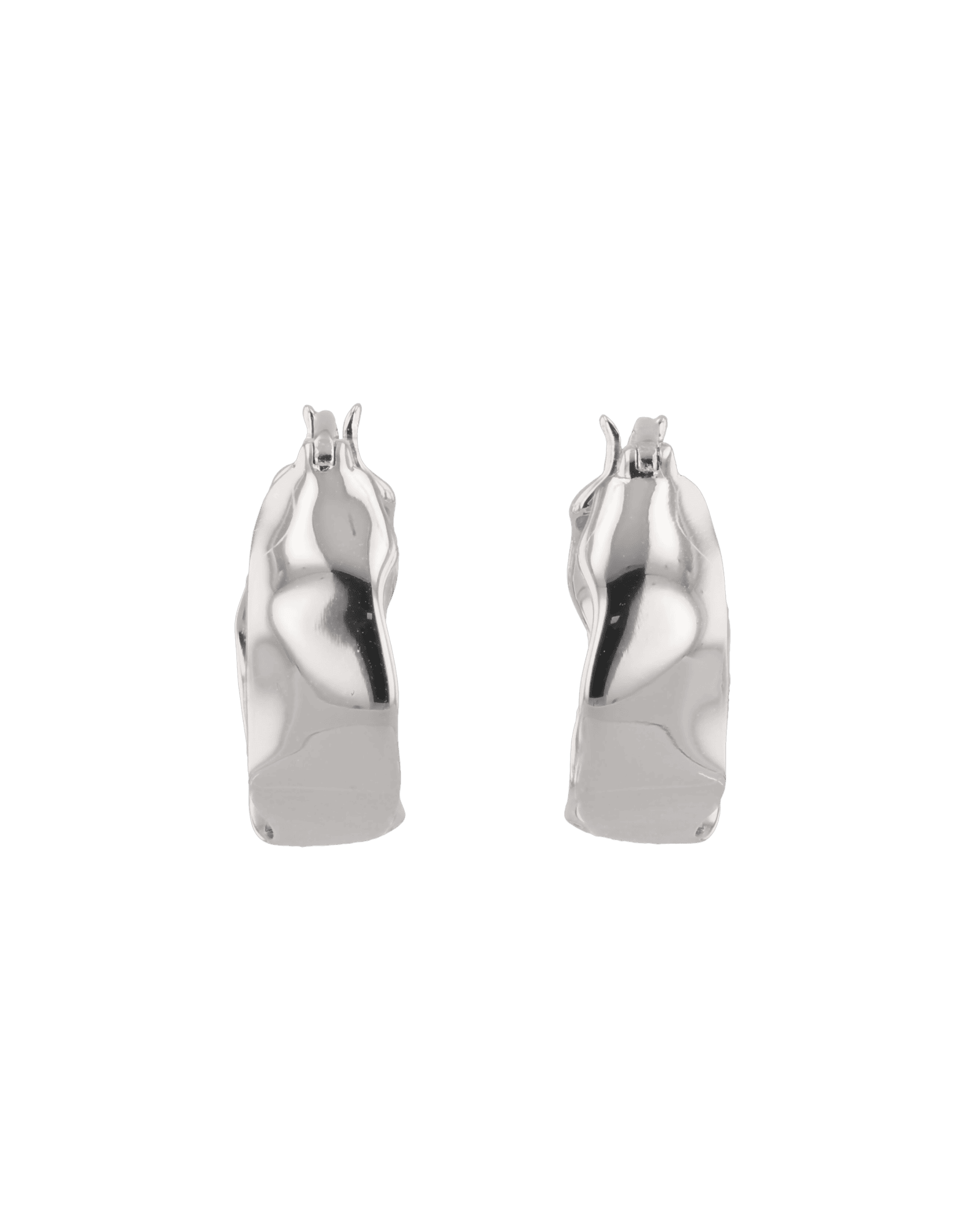 Fluidity silver hoop earrings by Lavana, with polished organic ripple