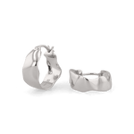 Fluidity silver hoop earrings by Lavana, with polished organic ripple