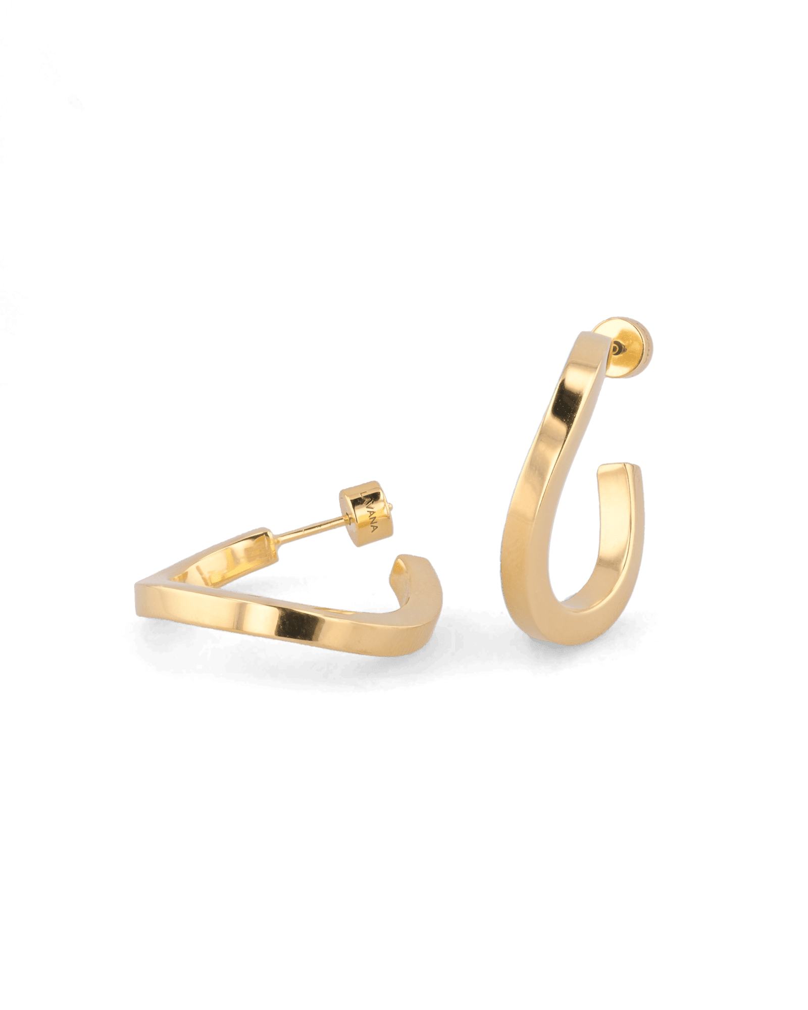 Formation Gold Hoop Earrings by Lavana, sculpted full hoops with light textured contours