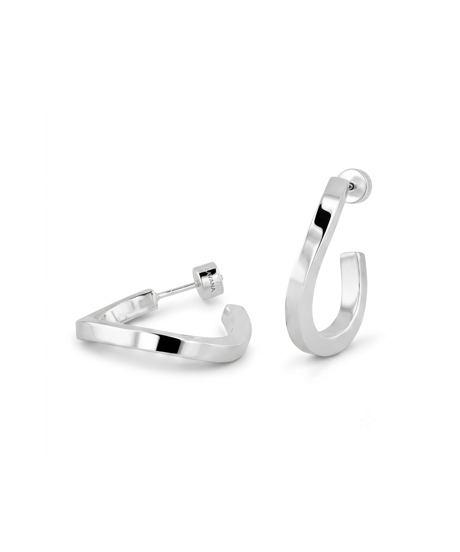 Formation Silver Hoop Earrings by Lavana, sculpted hoops with subtle textured shape