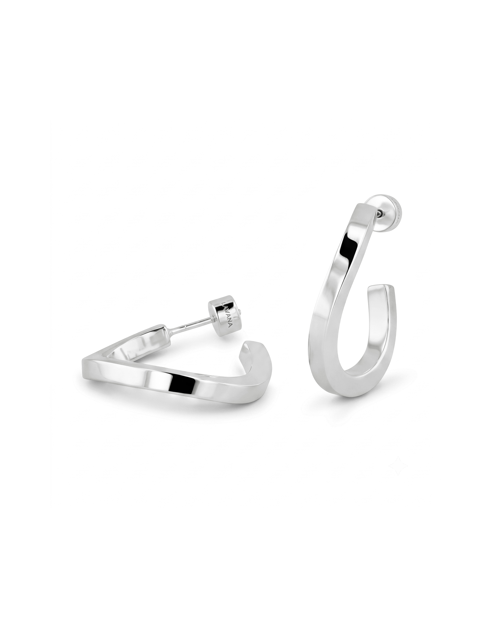 Formation Silver Hoop Earrings by Lavana, sculpted hoops with subtle textured shape