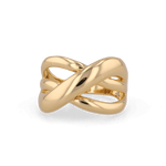 Glide Gold Chunky Crossover Statement Ring by Lavana with polished curves