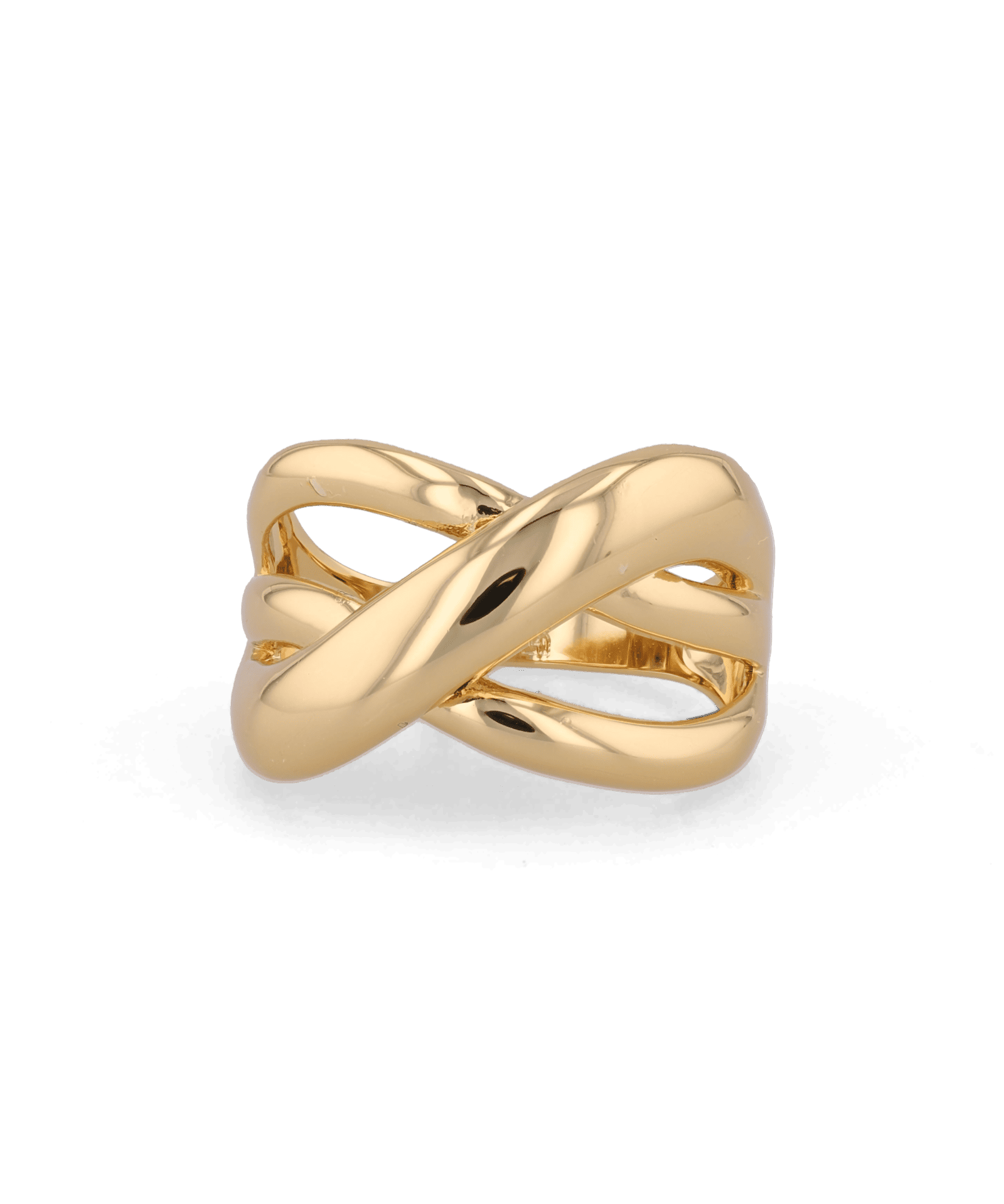 Glide Gold Chunky Crossover Statement Ring by Lavana with polished curves