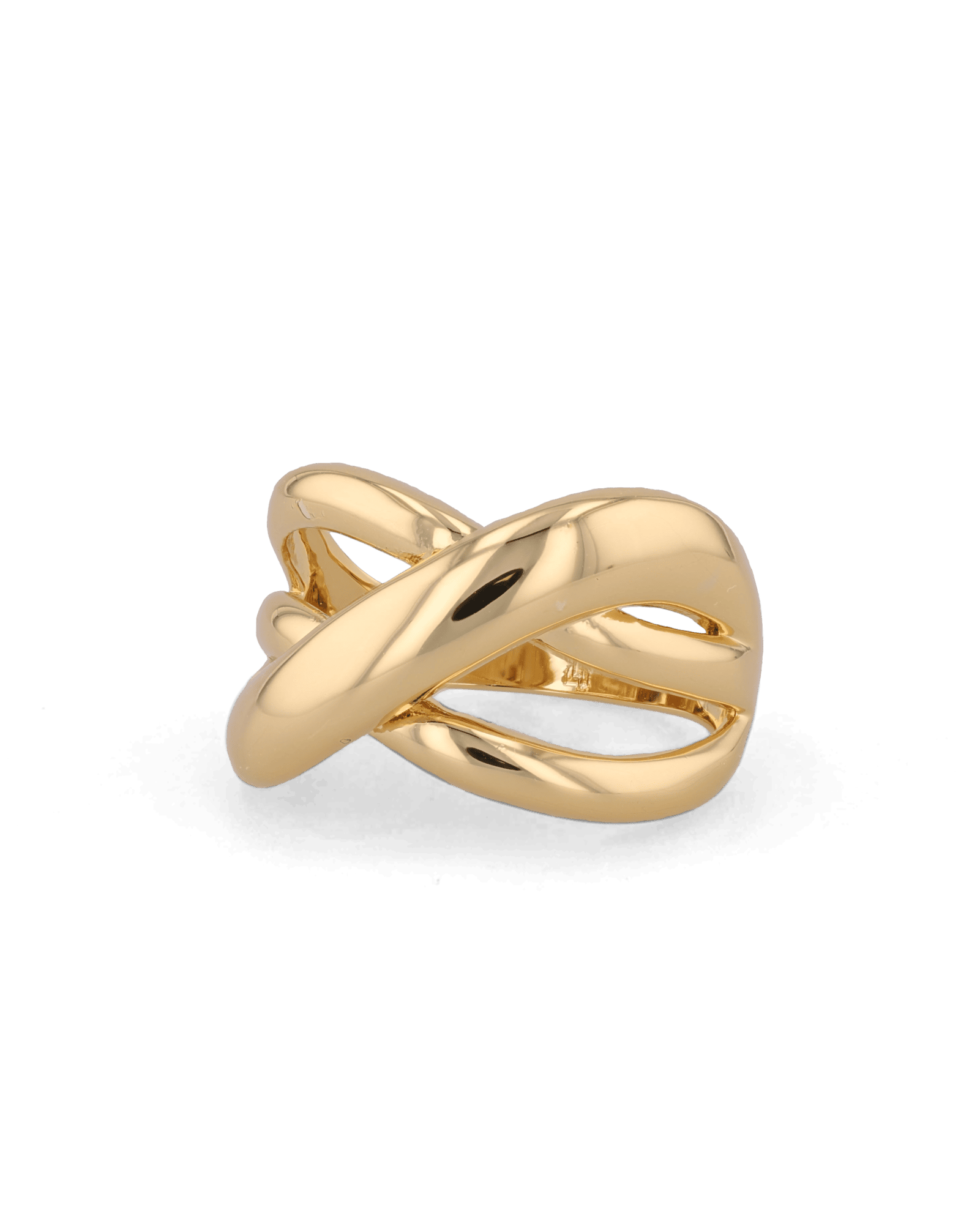 Glide Gold Chunky Crossover Statement Ring by Lavana with polished curves
