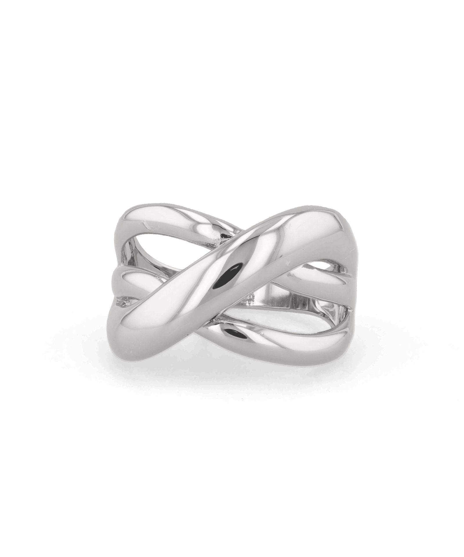 Glide Silver Chunky Crossover Statement Ring by Lavana with polished curves