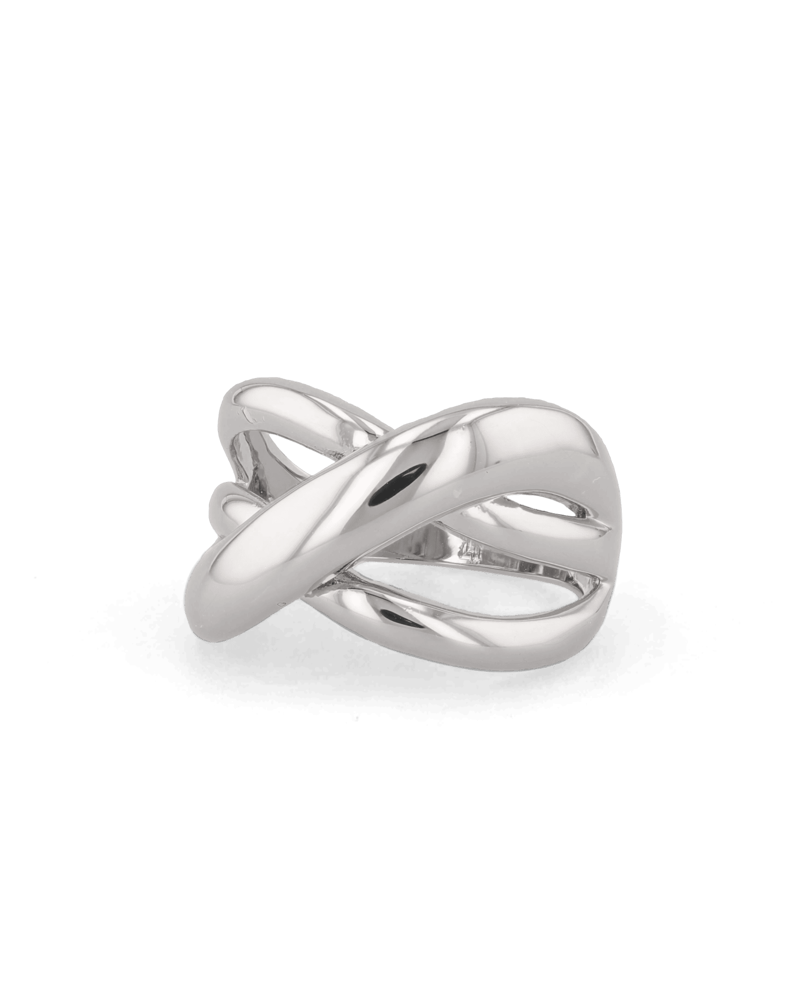 Glide Silver Chunky Crossover Statement Ring by Lavana with polished curves