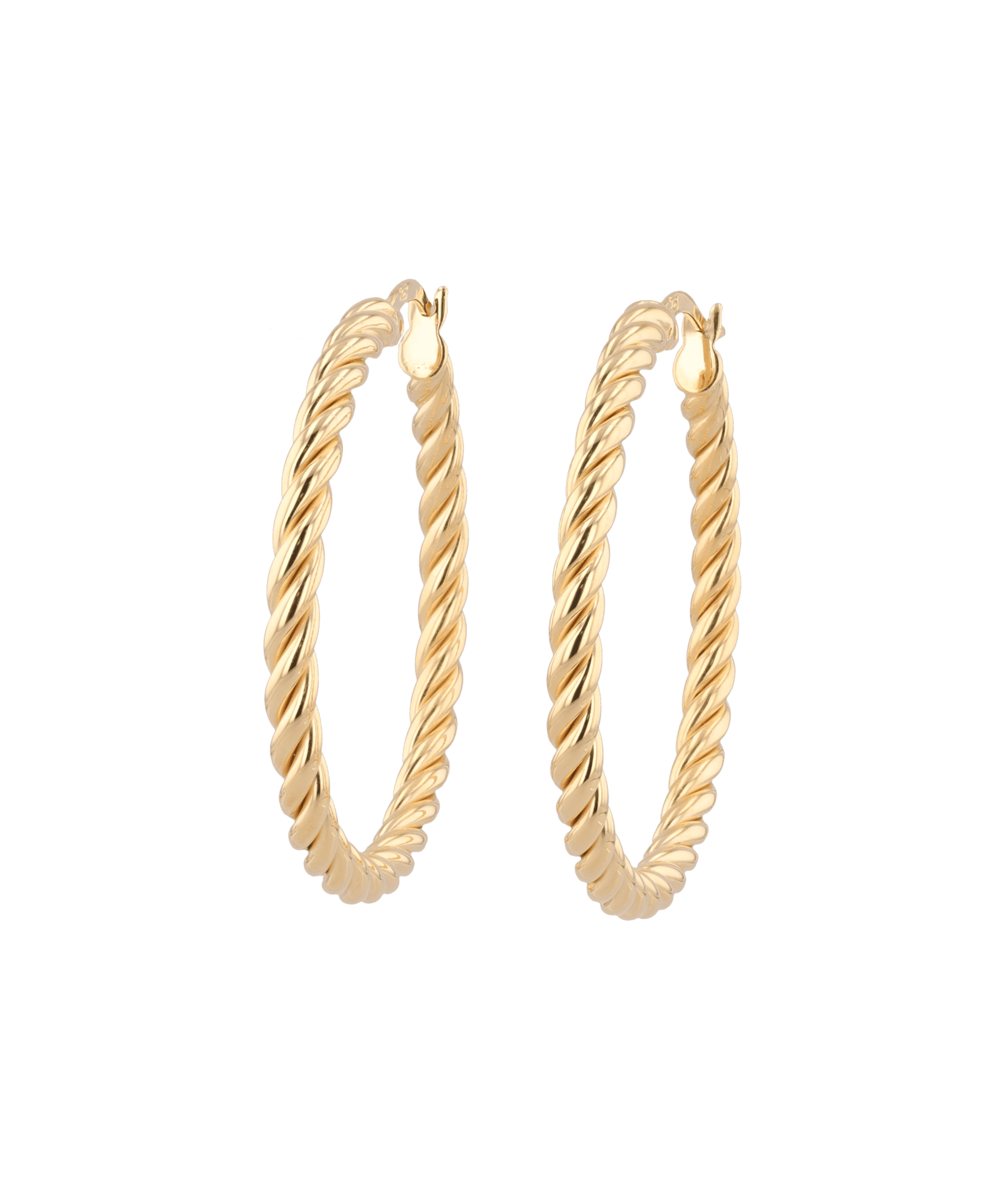 Grace Gold Hoop Earrings by Lavana, large lightweight hoops with diagonal grooves