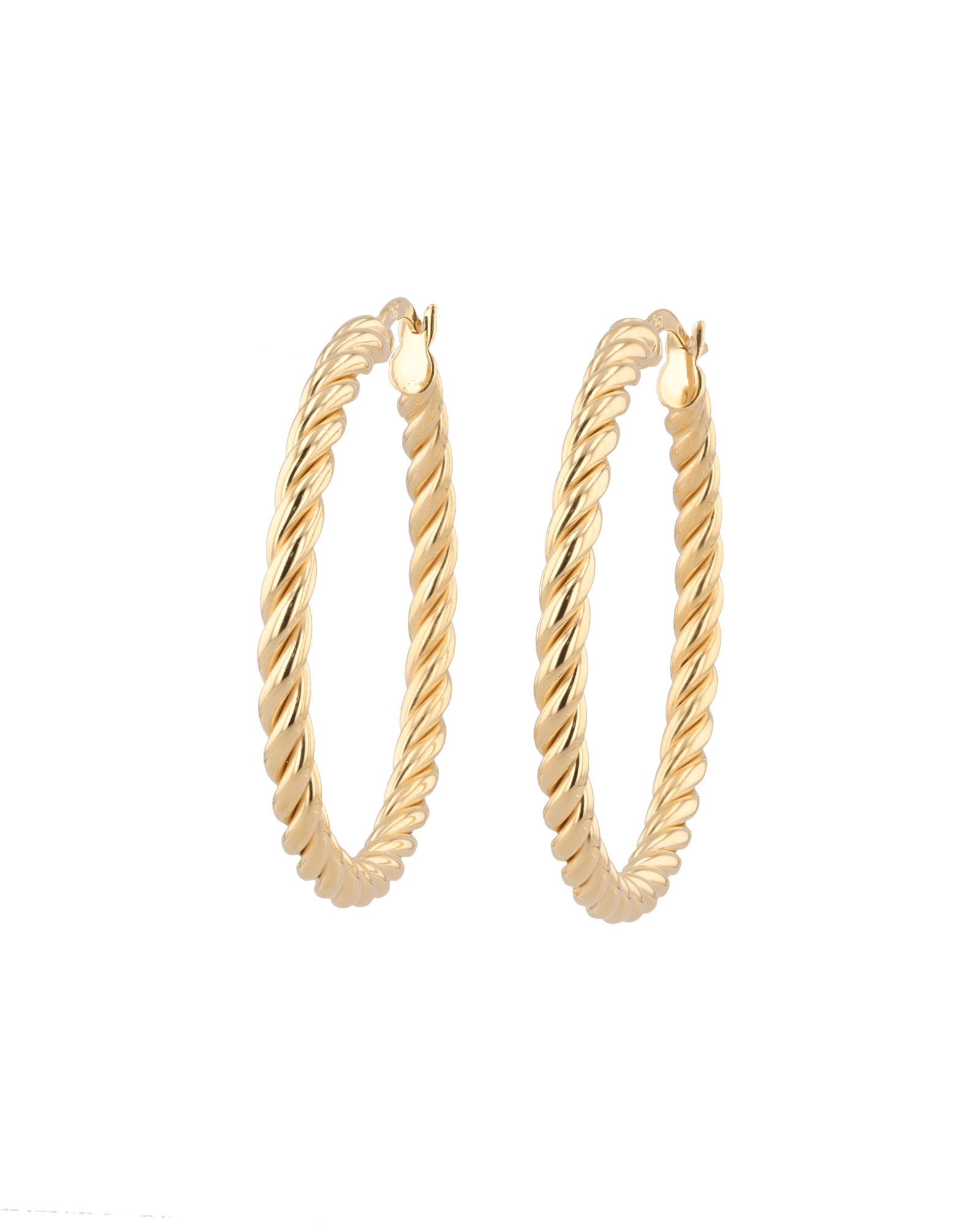 Grace Gold Hoop Earrings by Lavana, large lightweight hoops with diagonal grooves