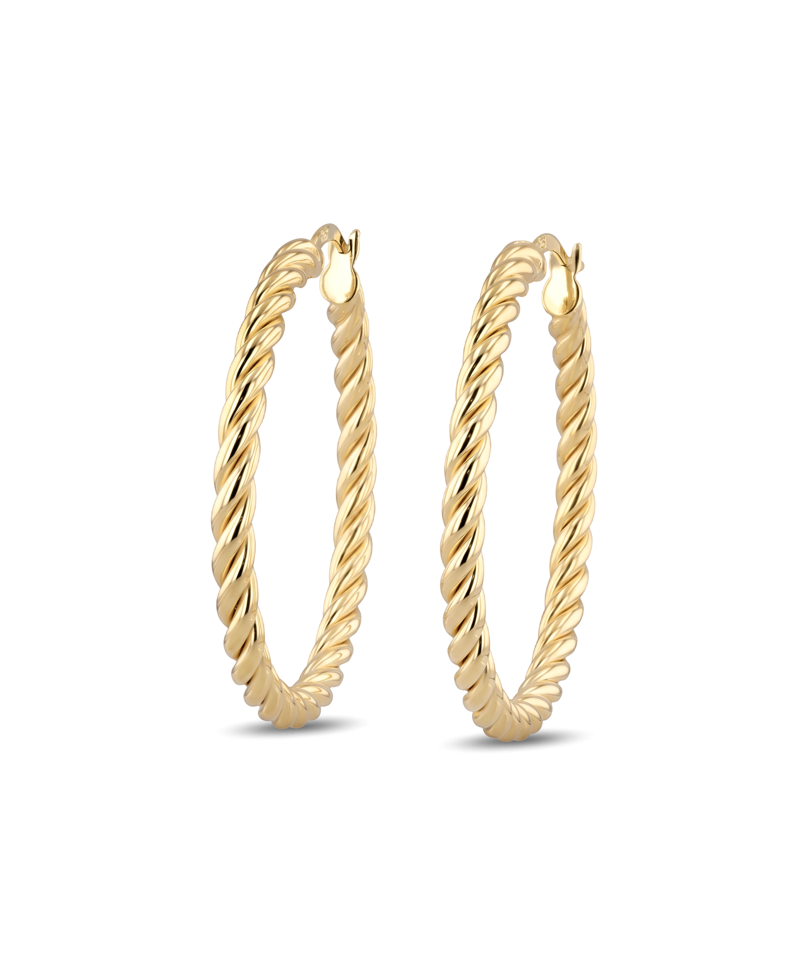 Grace Gold Hoop Earrings by Lavana large lightweight hoops with diagonal grooves 1