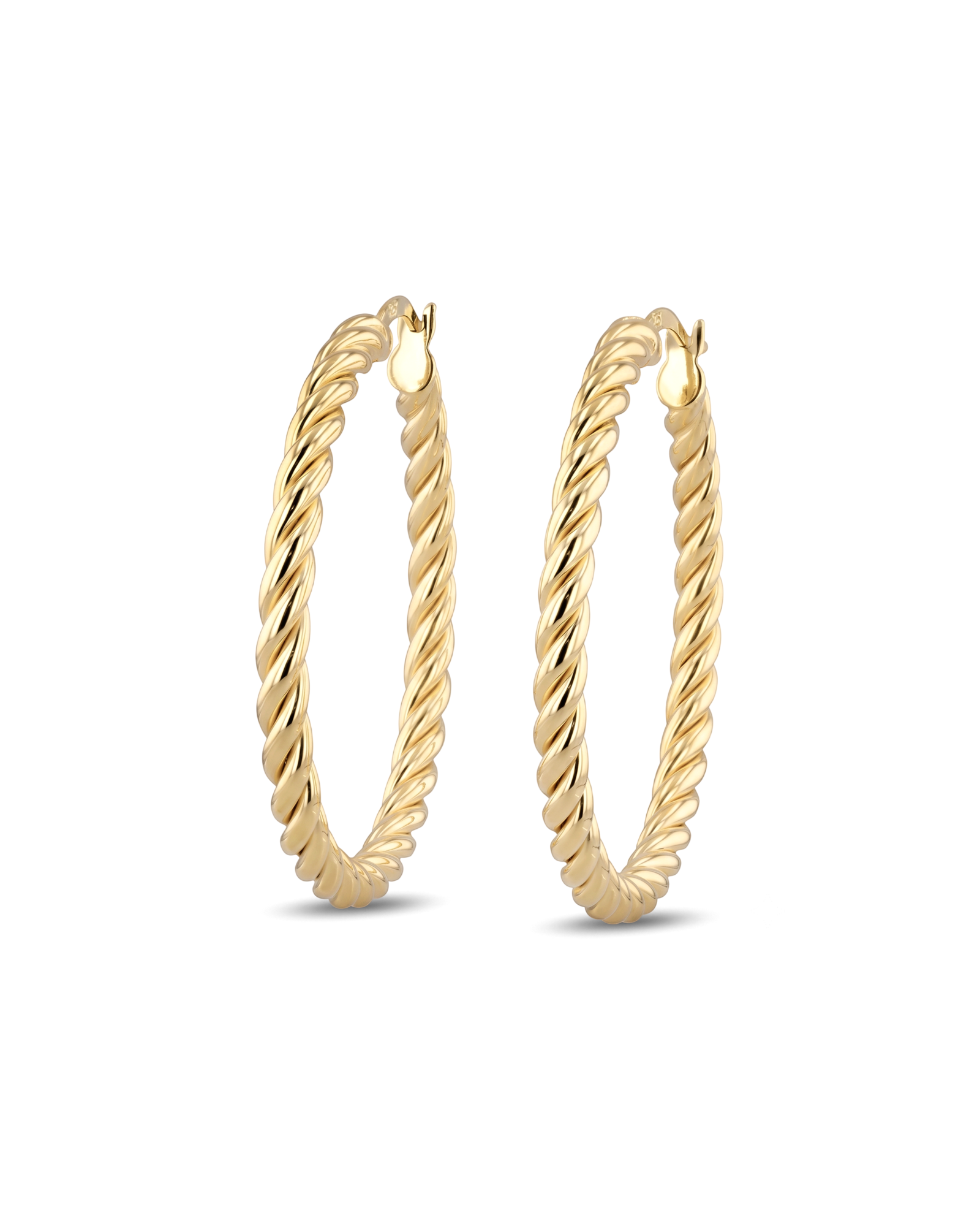 Grace Gold Hoop Earrings by Lavana large lightweight hoops with diagonal grooves 1