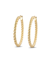 Grace Gold Hoop Earrings by Lavana large lightweight hoops with diagonal grooves 1
