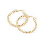 Grace Gold Hoop Earrings by Lavana, large lightweight hoops with diagonal grooves