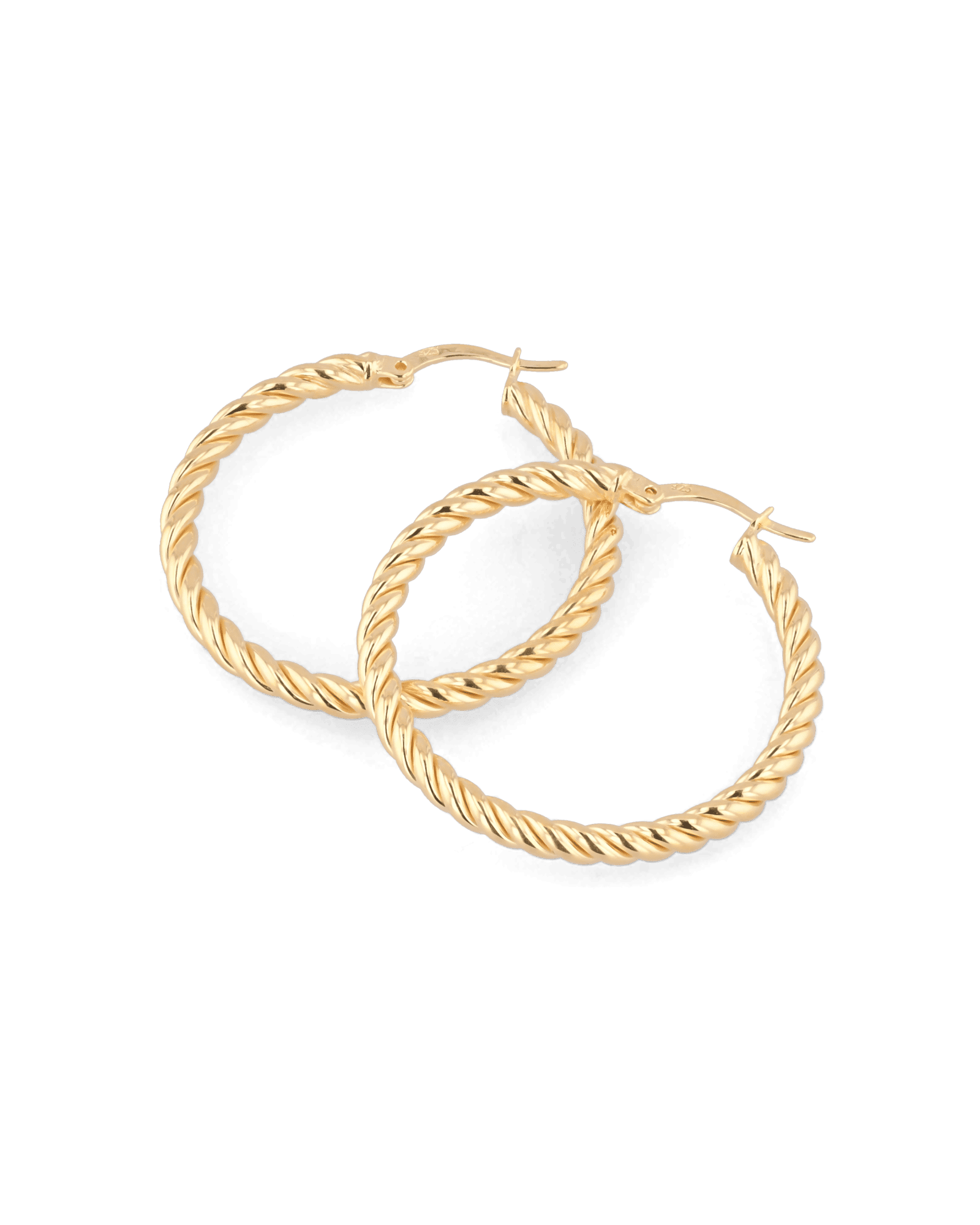 Grace Gold Hoop Earrings by Lavana, large lightweight hoops with diagonal grooves