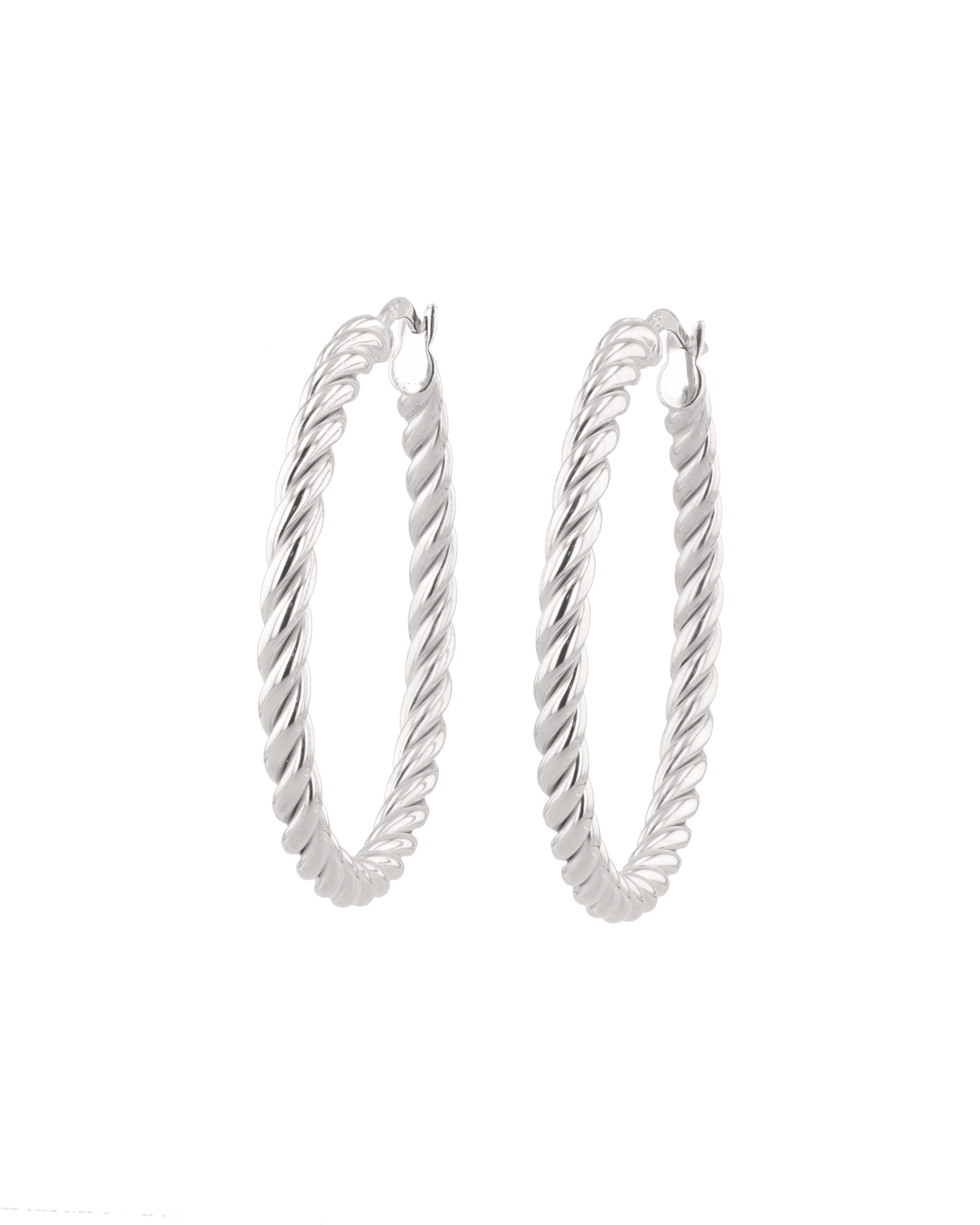 Grace Silver Hoop Earrings by Lavana, large lightweight hoops with diagonal grooves