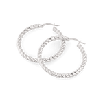 Grace Silver Hoop Earrings by Lavana, large lightweight hoops with diagonal grooves