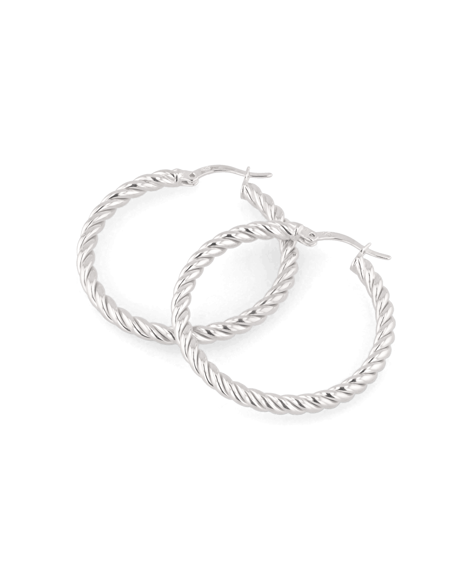 Grace Silver Hoop Earrings by Lavana, large lightweight hoops with diagonal grooves