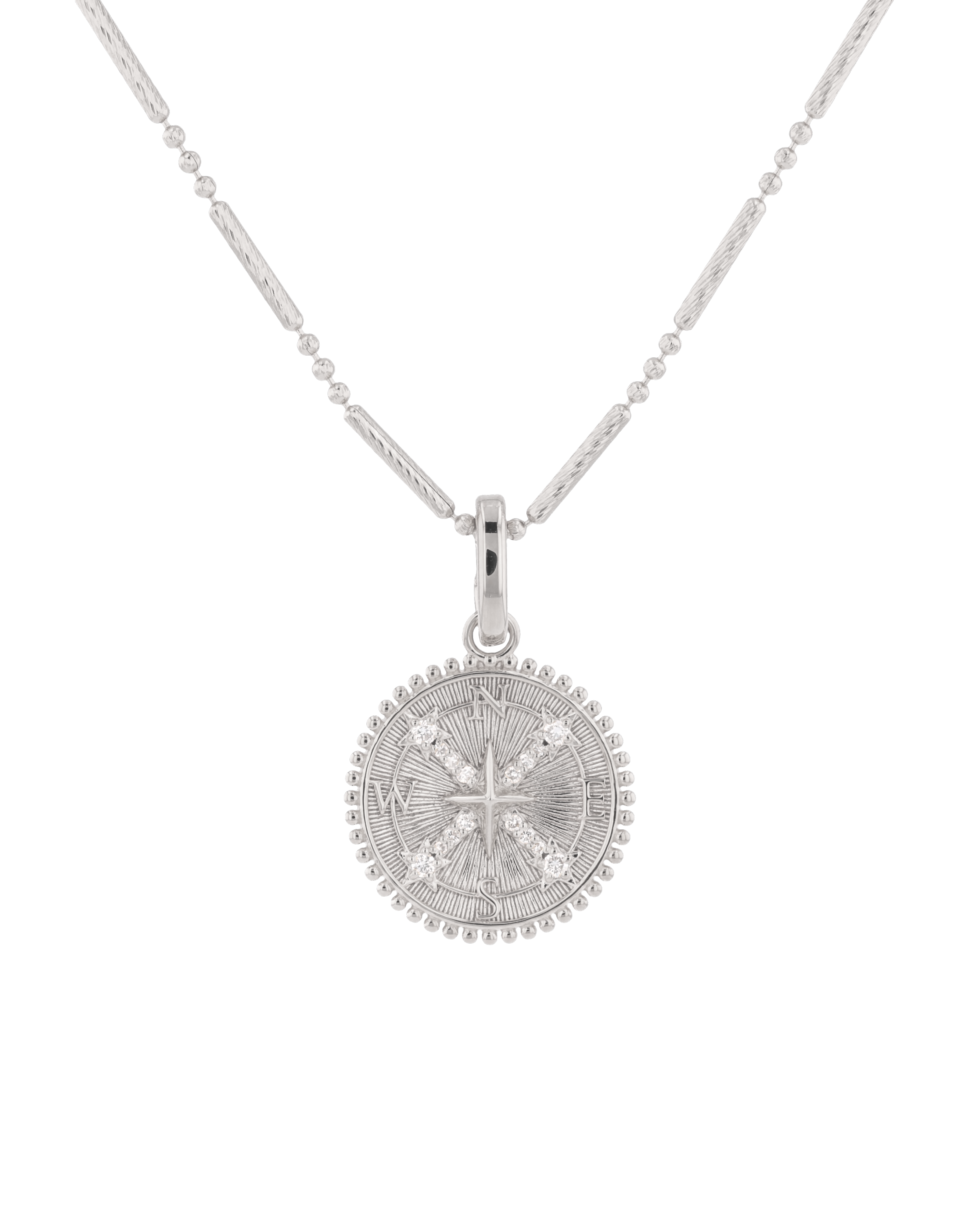Guiding Stars Diamond Pendant by Lavana in polished sterling silver with celestial star map
