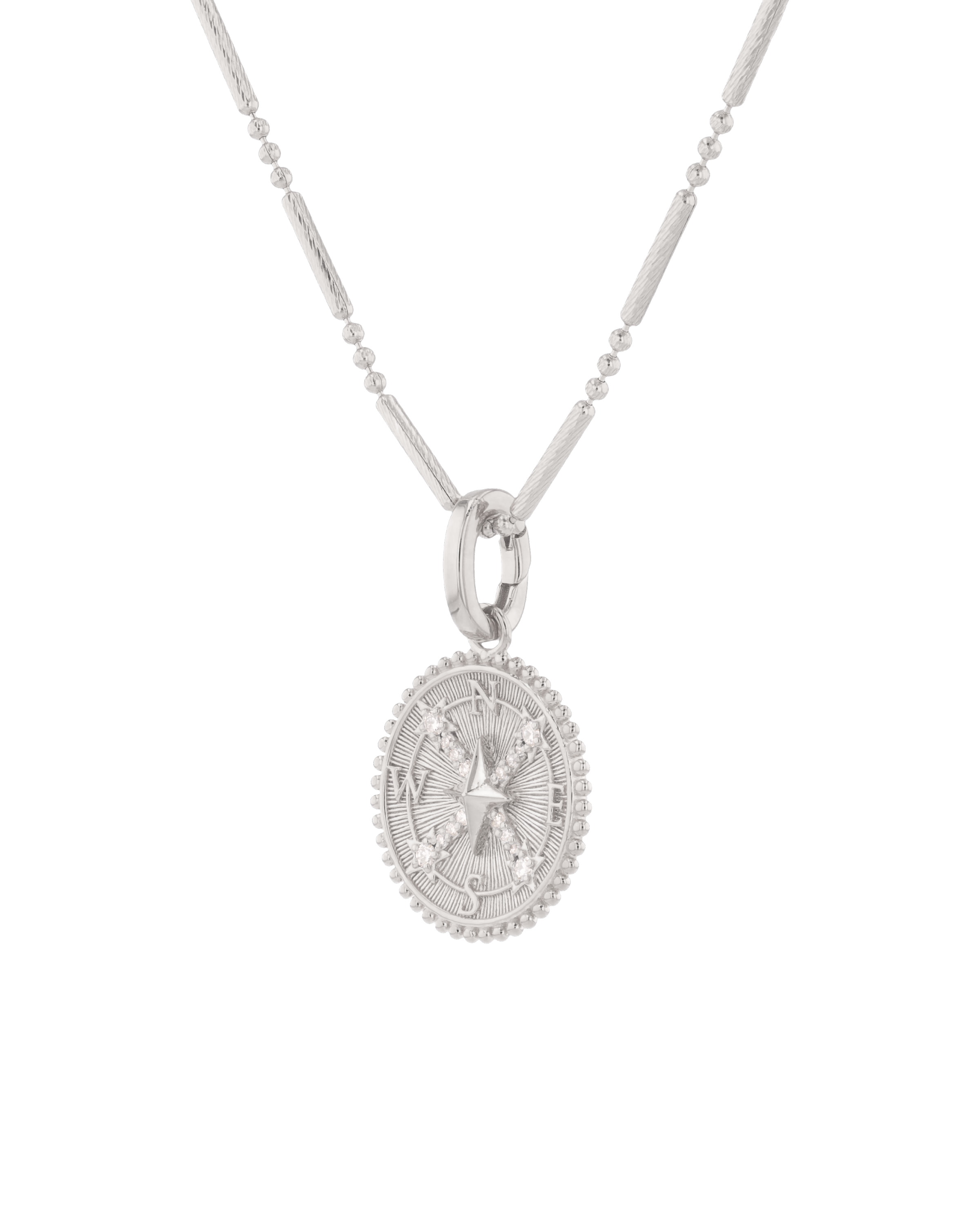 Guiding Stars Diamond Pendant by Lavana in polished sterling silver with celestial star map