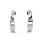 Half Moon Sterling Silver Hoop Earrings by Lavana, polished front with geometric lattice interior