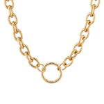Halo Gold Charm Necklace by Lavana, rolo chain with openable front ring for charms