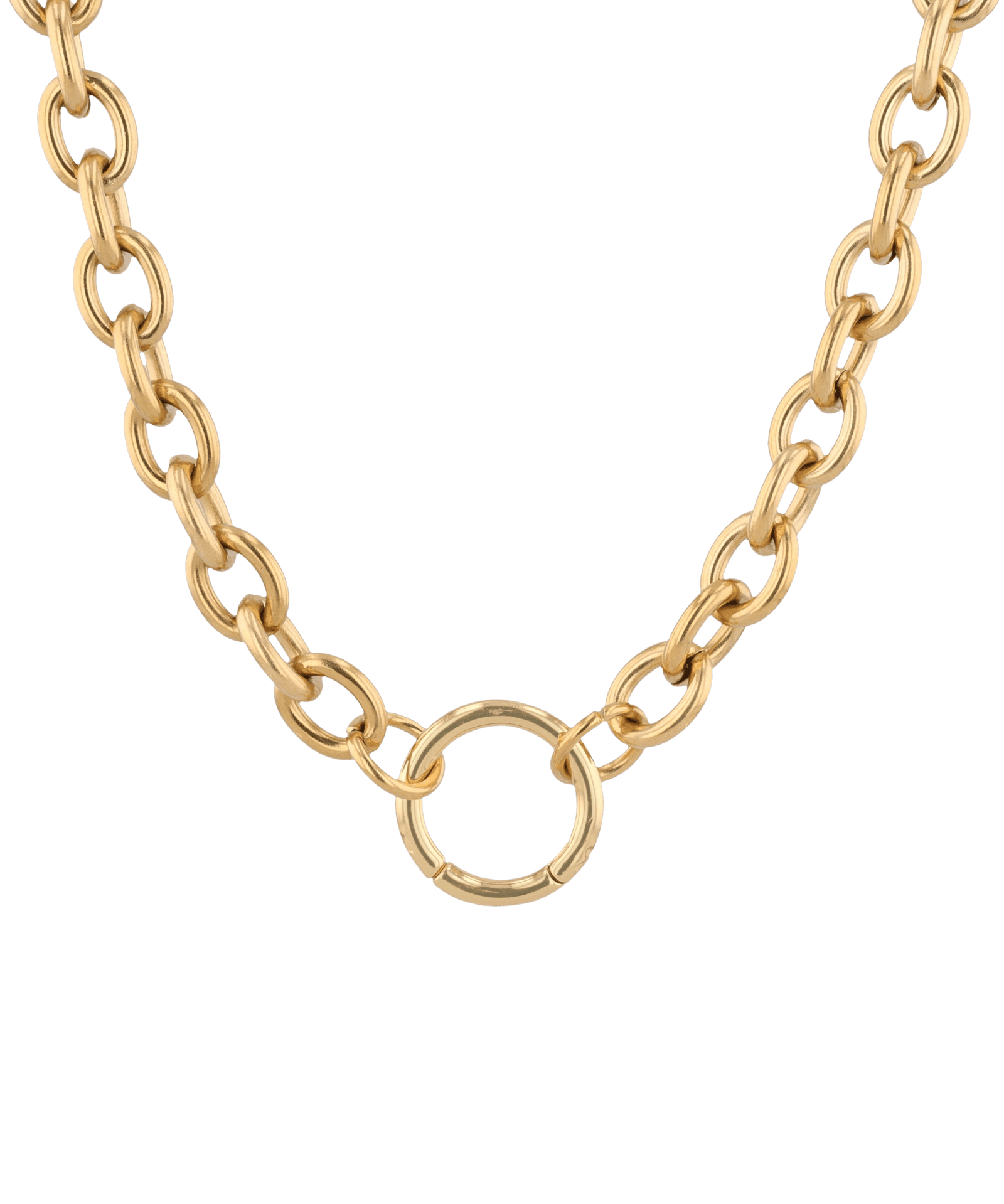 Halo Gold Charm Necklace by Lavana, rolo chain with openable front ring for charms