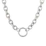 Halo Silver Charm Necklace by Lavana, rolo chain with openable front ring for charms