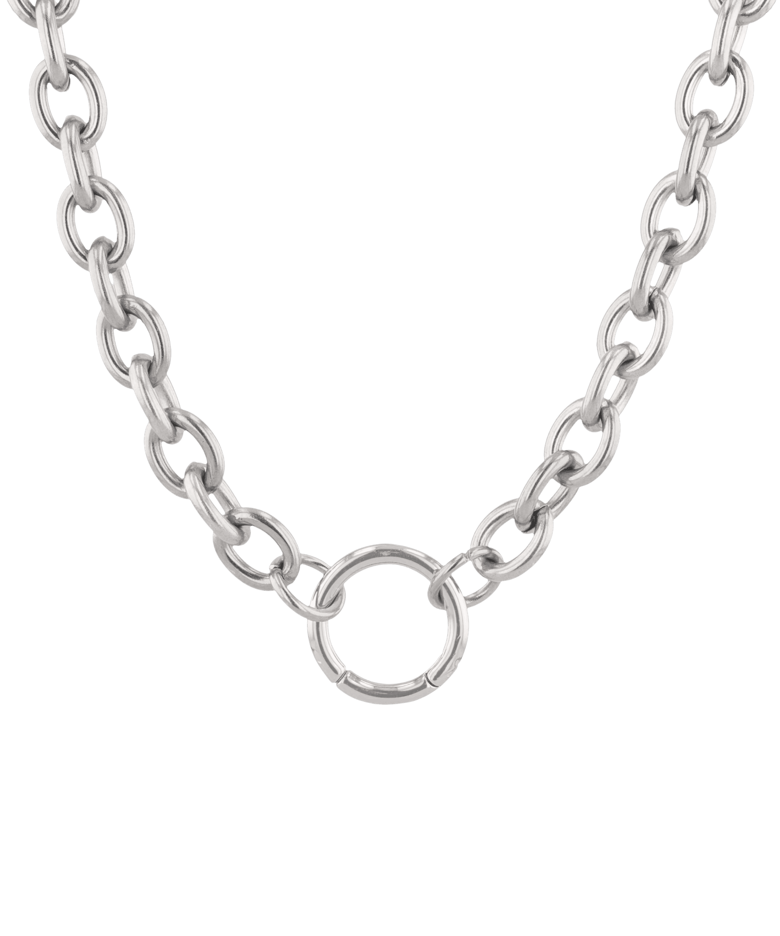 Halo Silver Charm Necklace by Lavana, rolo chain with openable front ring for charms