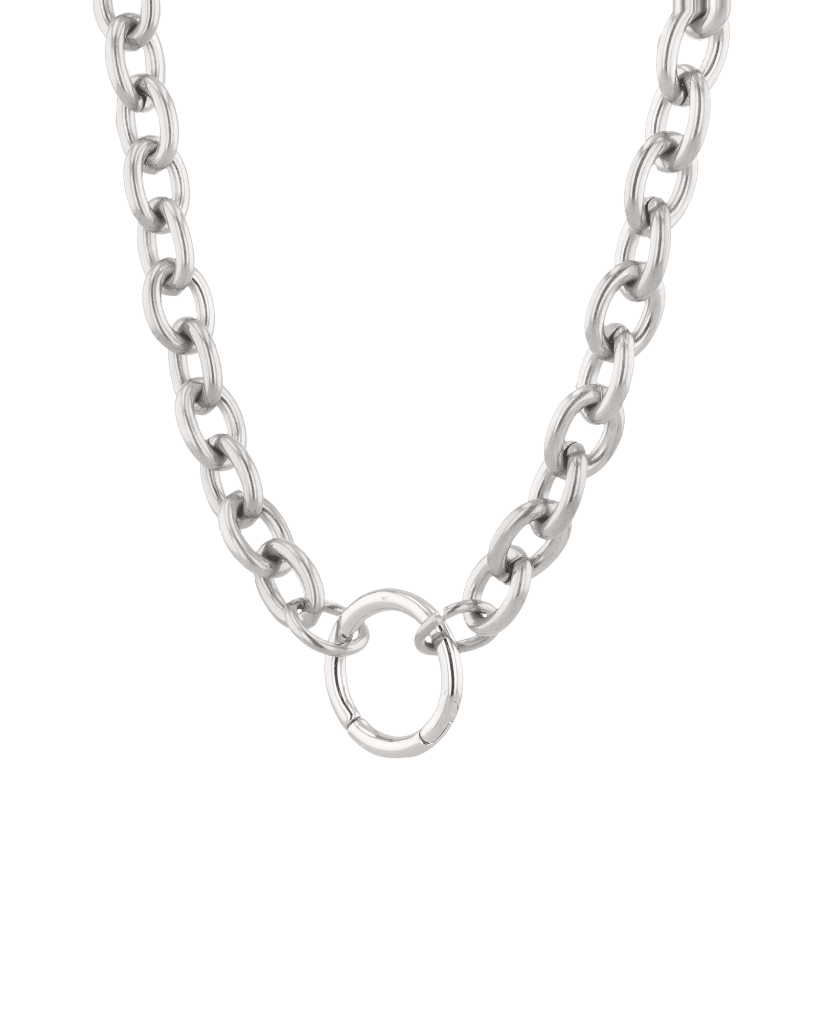 Halo Silver Charm Necklace by Lavana, rolo chain with openable front ring for charms