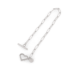 Heartlock Silver Paperclip Bracelet by Lavana, paperclip links with front heart T-bar toggle