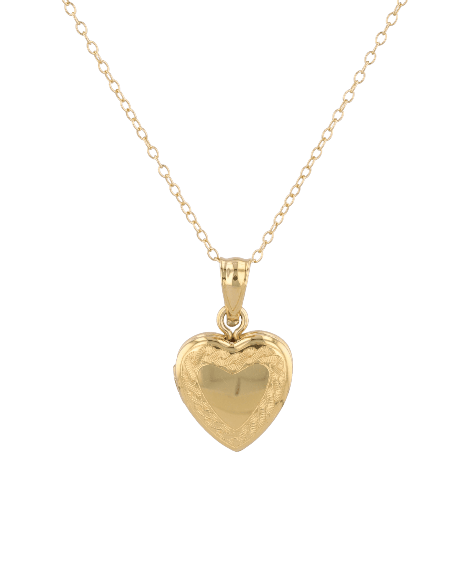 Heirloom Etched Heart Locket Necklace Gold by Lavana, engraved heart with diamond on 45cm chain