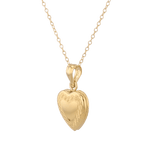 Heirloom Etched Heart Locket Necklace Gold by Lavana, engraved heart with diamond on 45cm chain