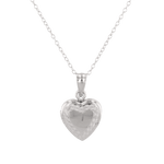 Heirloom Etched Heart Locket Necklace Silver by Lavana, engraved heart with diamond on 45cm chain