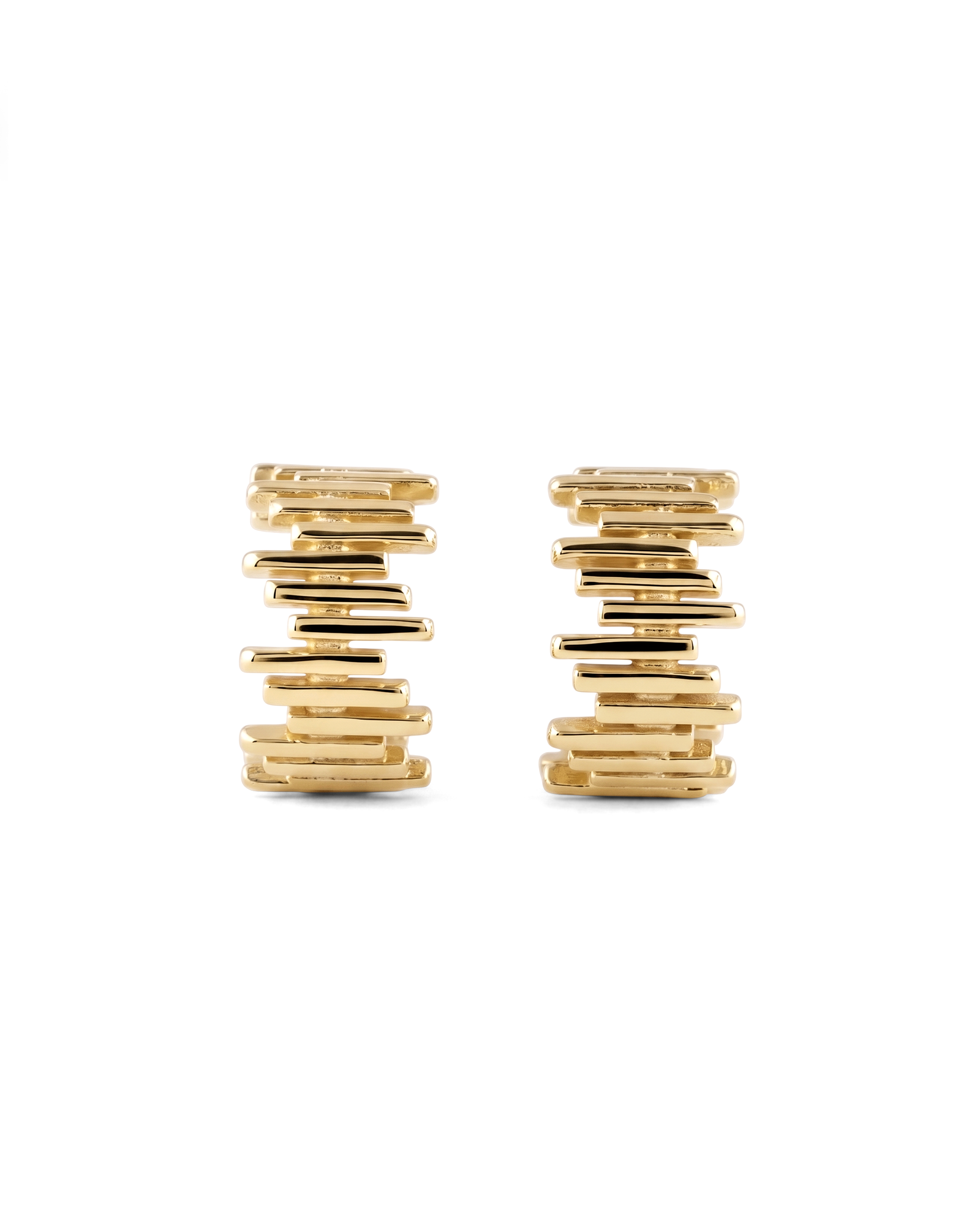 Horizon Gold Hoop Earrings by Lavana, wide geometric hoops with jagged horizon lines