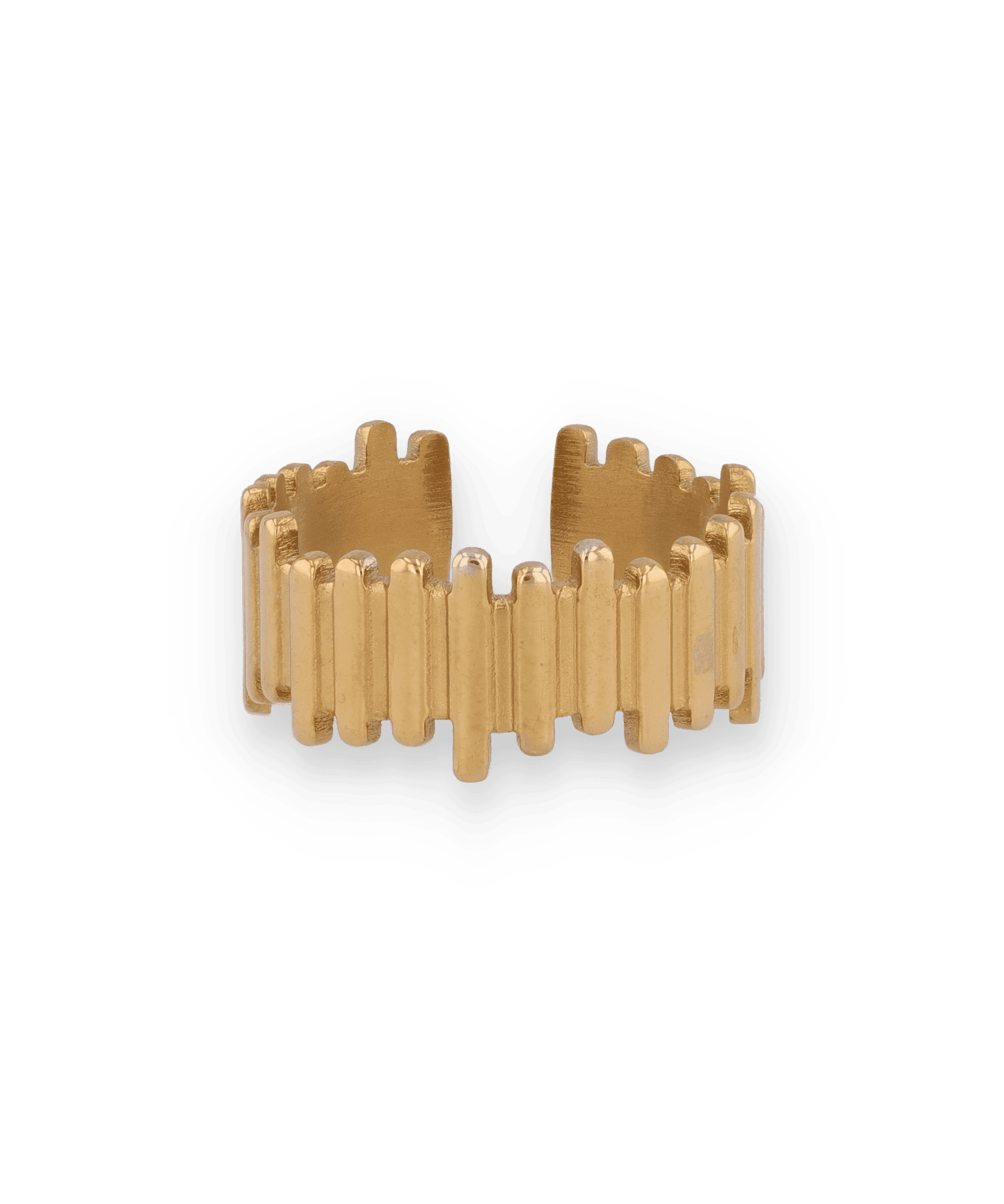 Horizon Gold Open Ring by Lavana, sculptural vertical column open ring