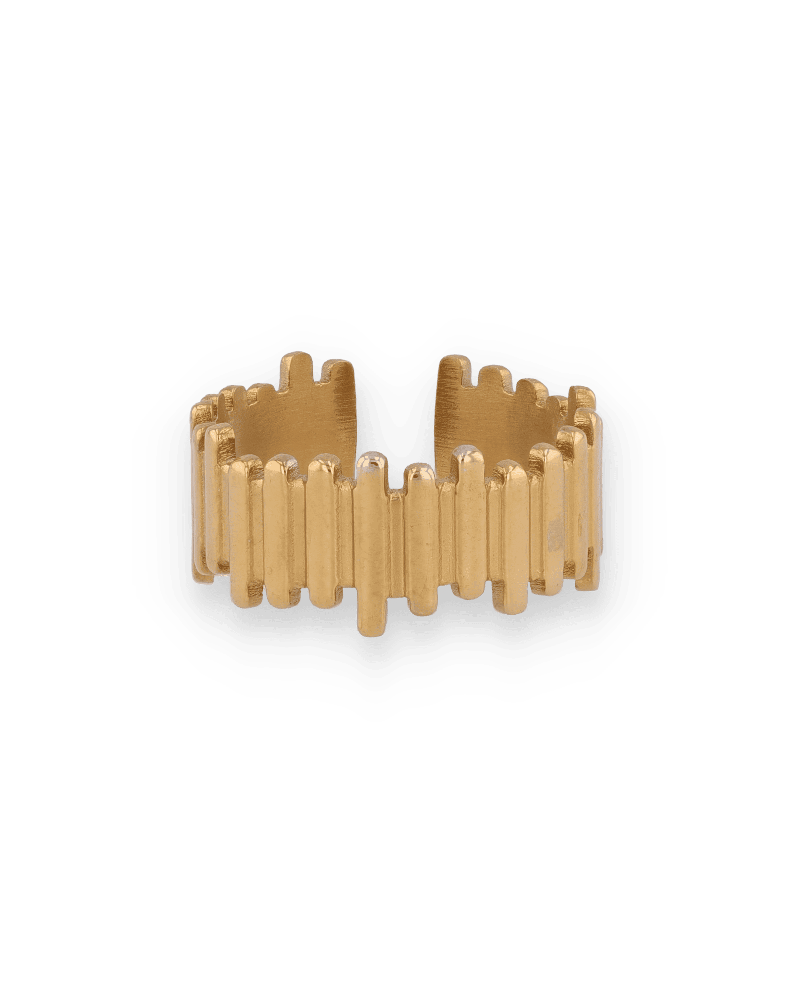 Horizon Gold Open Ring by Lavana, sculptural vertical column open ring