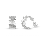 Horizon Sterling Silver Hoop Earrings by Lavana, geometric wide hoops with stepped horizon lines