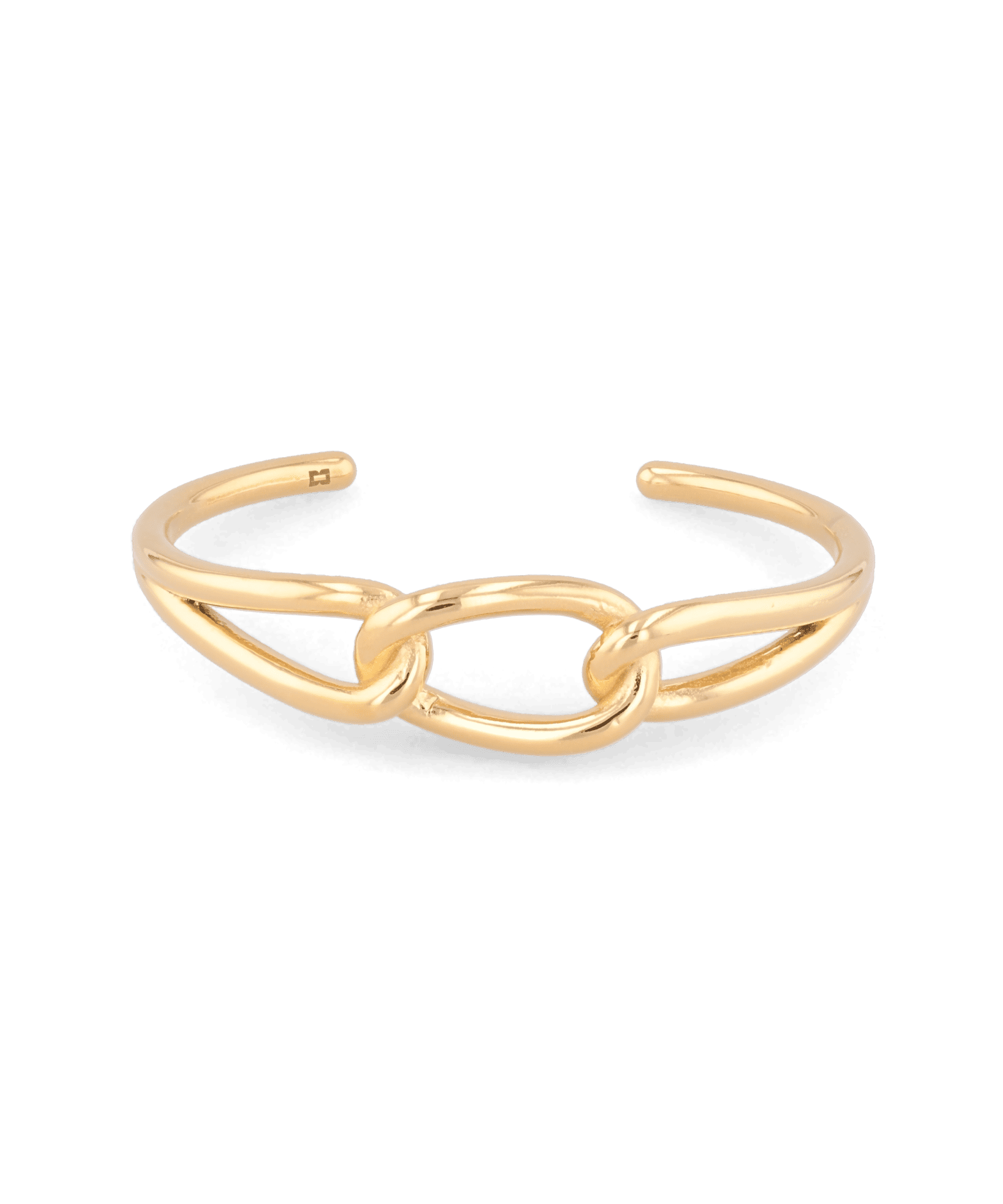 Infinity Link Gold Cuff Bracelet by Lavana, with central interlocking link and polished cool gloss - 1