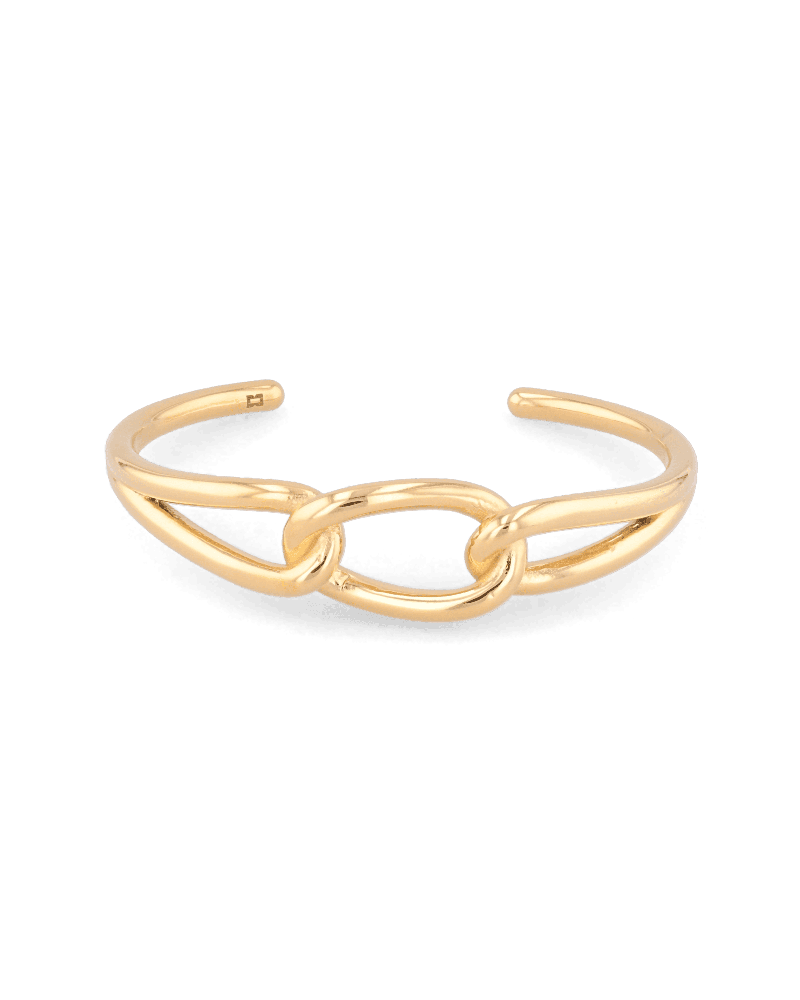 Infinity Link Gold Cuff Bracelet by Lavana, with central interlocking link and polished cool gloss - 1