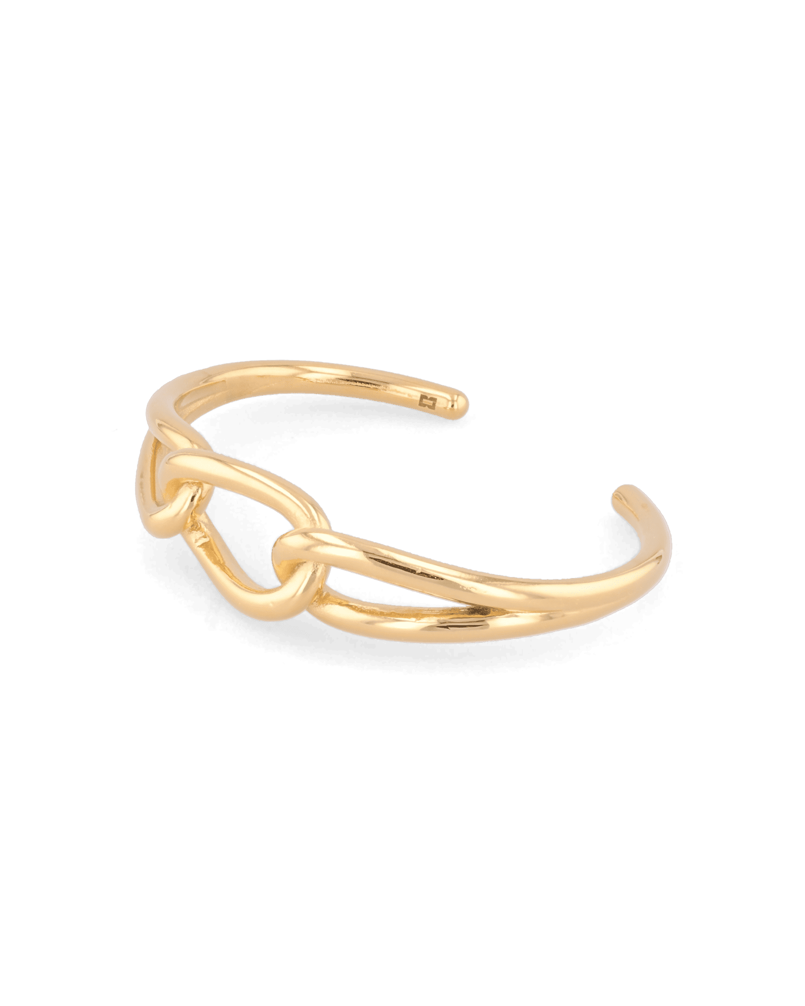 Infinity Link Gold Cuff Bracelet by Lavana, with central interlocking link and polished cool gloss - 2