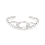 Infinity Link Silver Cuff Bracelet by Lavana, with central interlocking link and polished cool gloss - 1