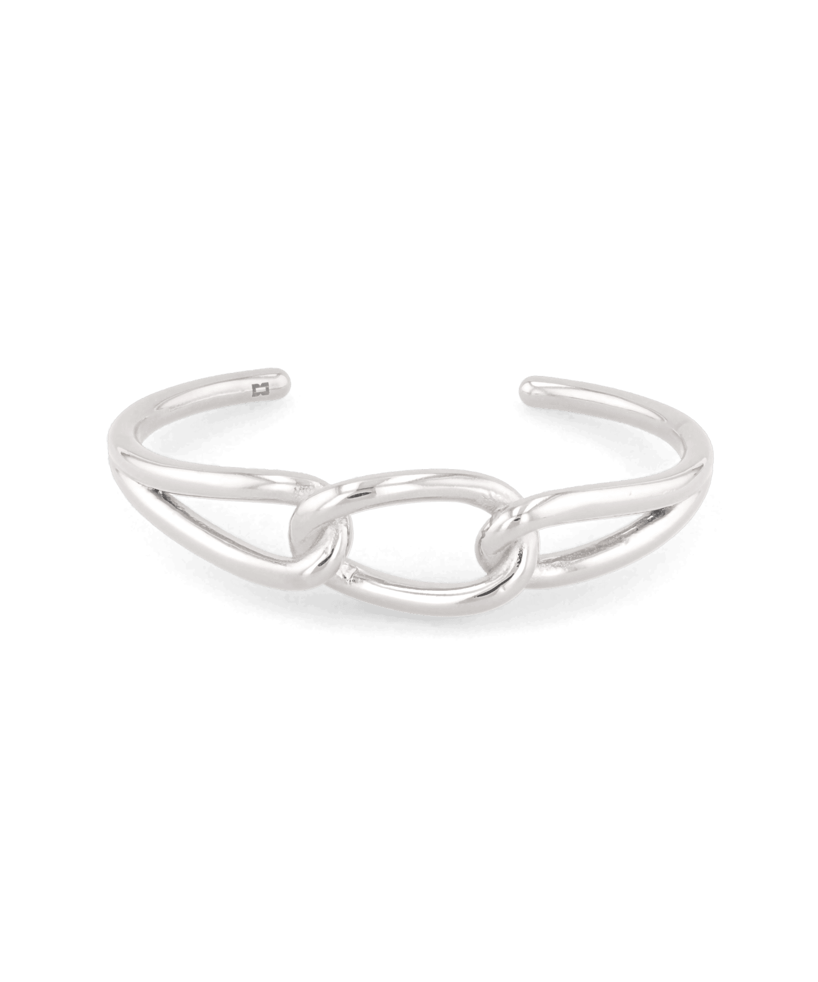 Infinity Link Silver Cuff Bracelet by Lavana, with central interlocking link and polished cool gloss - 1