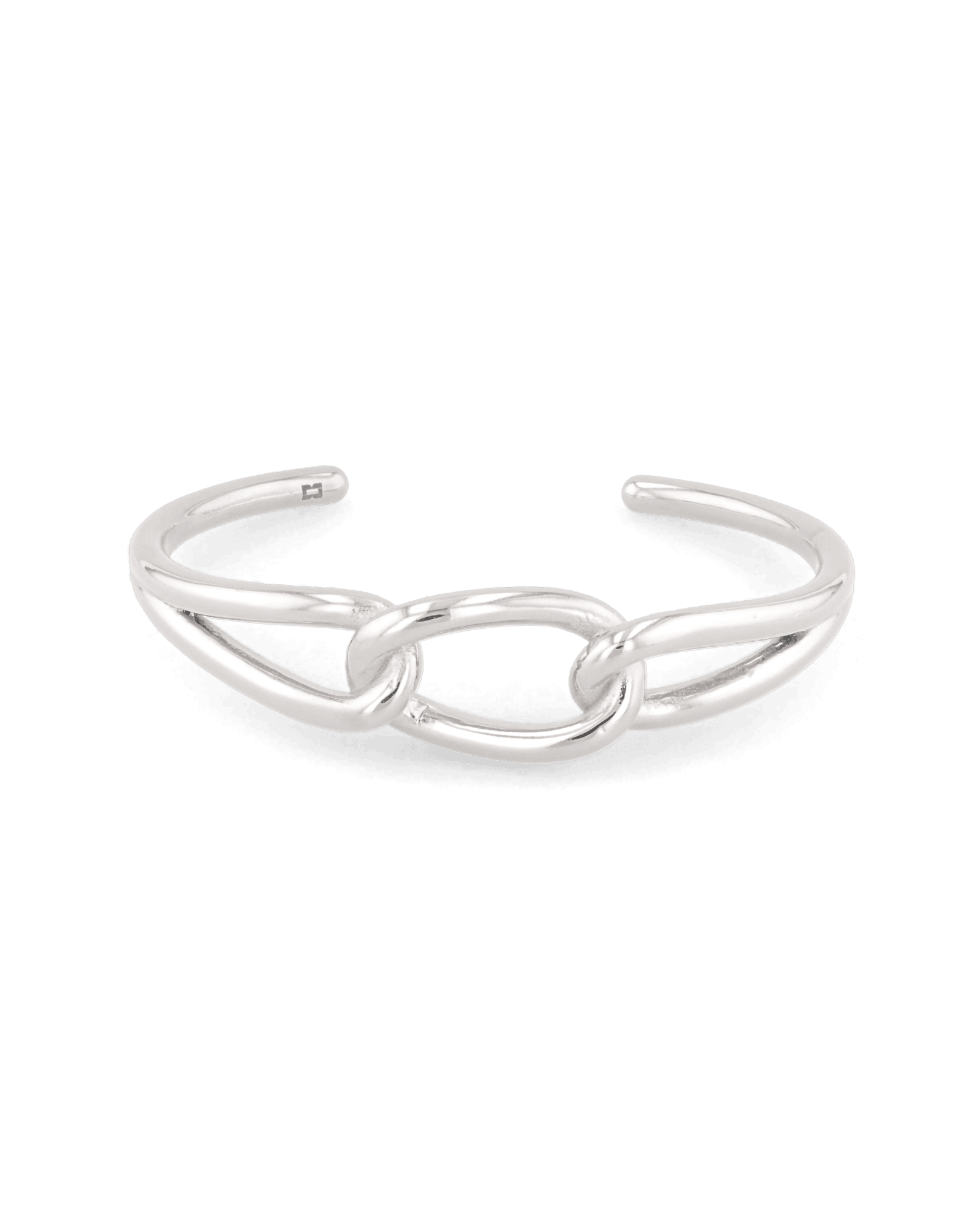 Infinity Link Silver Cuff Bracelet by Lavana, with central interlocking link and polished cool gloss - 1