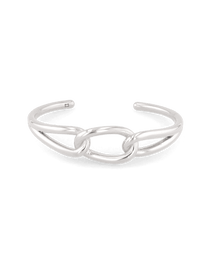 Infinity Link Silver Cuff Bracelet by Lavana, with central interlocking link and polished cool gloss - 1