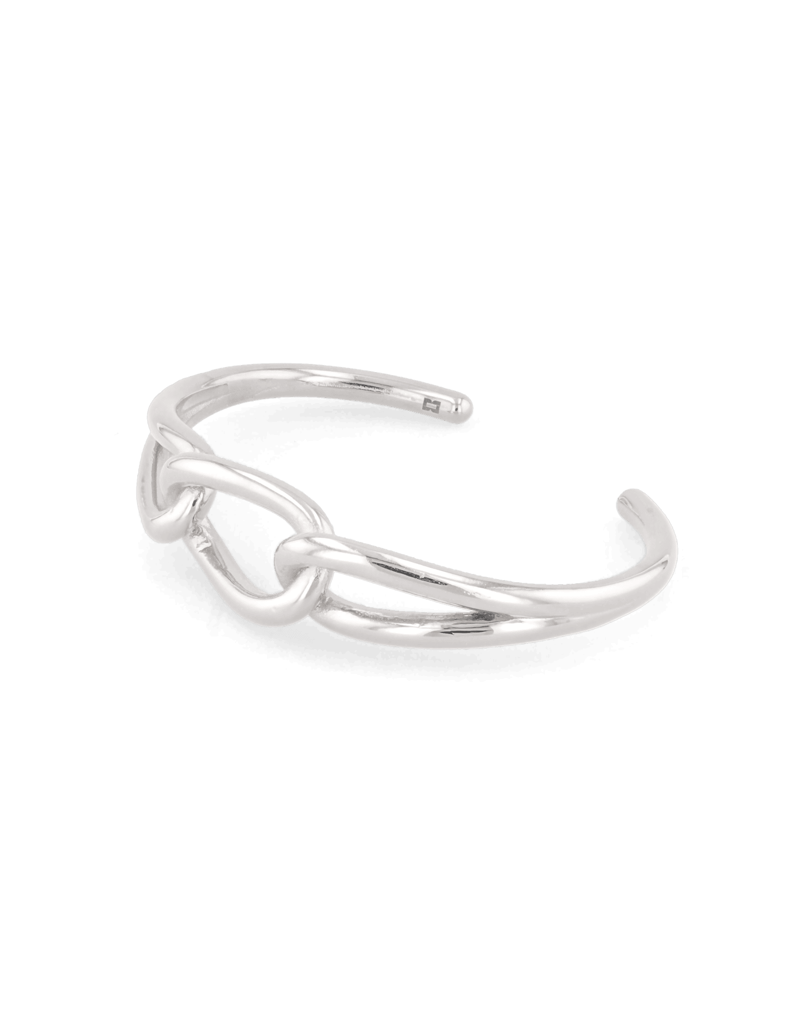 Infinity Link Silver Cuff Bracelet by Lavana, with central interlocking link and polished cool gloss - 2
