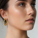 Interlace Gold Hoop Earrings by Lavana on model polished rope twist full hoop